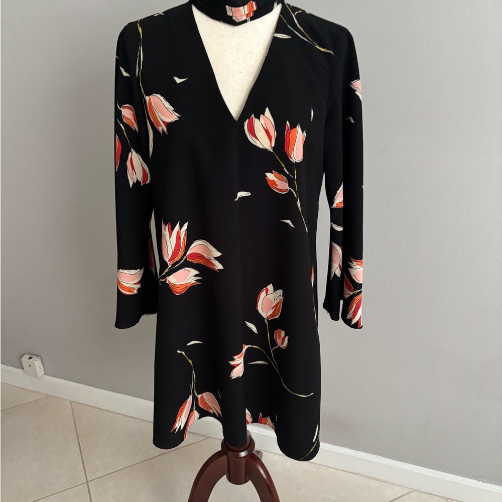 Zara Black Floral Mini Dress